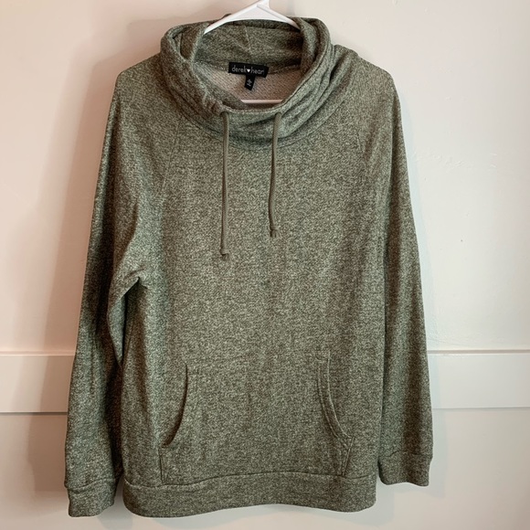 Derek Heart Tops - Derek Heart Army Green Cowl Neck Sweatshirt